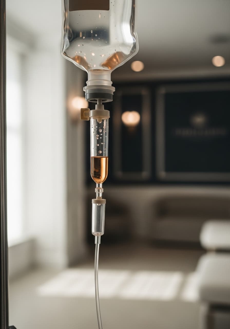 Stomach flu IV bag dripping in clinic Glendale CA