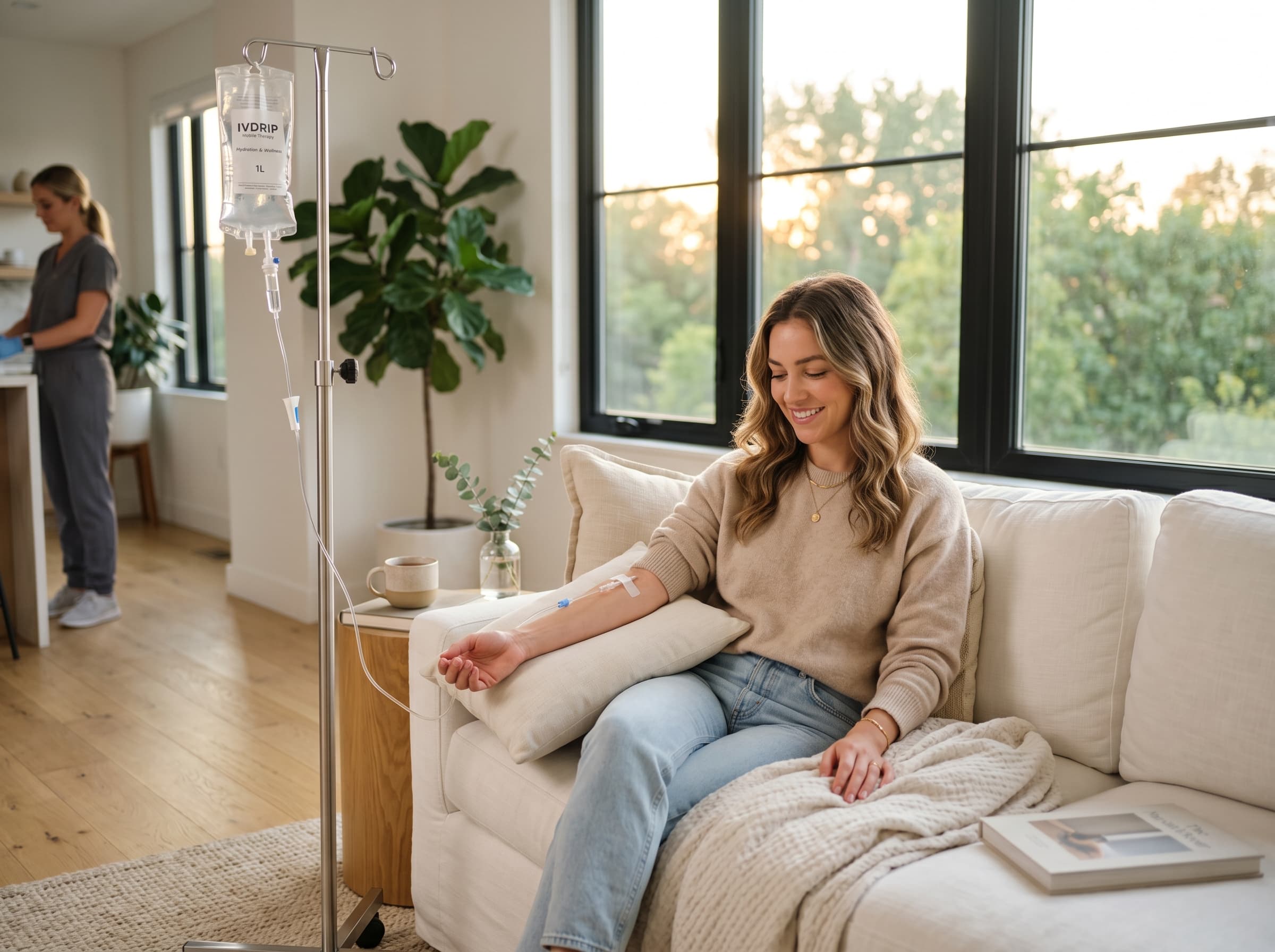 A professional IV therapy visit at home in Glendale